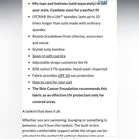 Land’s End Plus size tulip hem adjust straps soft cup tankini Island Emerald Var - Picture 5 of 5